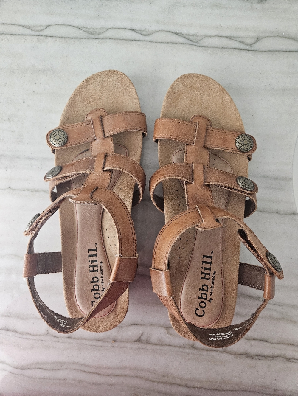 Cobb Hill by New Balance Tan Leather Strappy Sandals